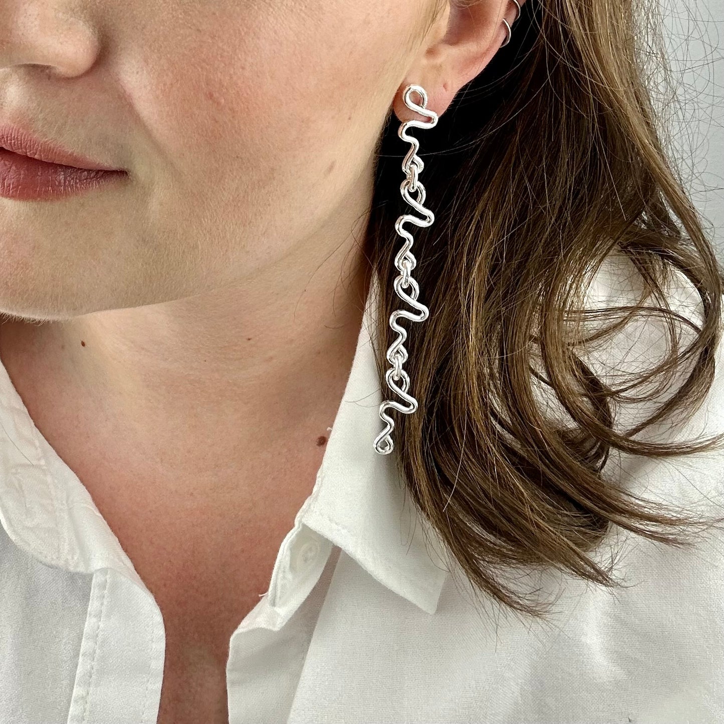 Boucles d’oreilles argent longues | Shoulder duster